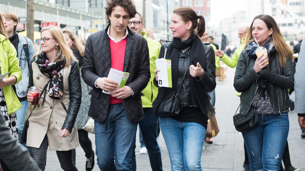 Jesse Klaver op campagne in Rotterdam