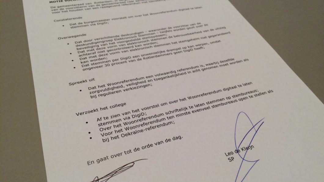 Motie Volwaardig Woonreferendum Motie Volwaardig Woonreferendum