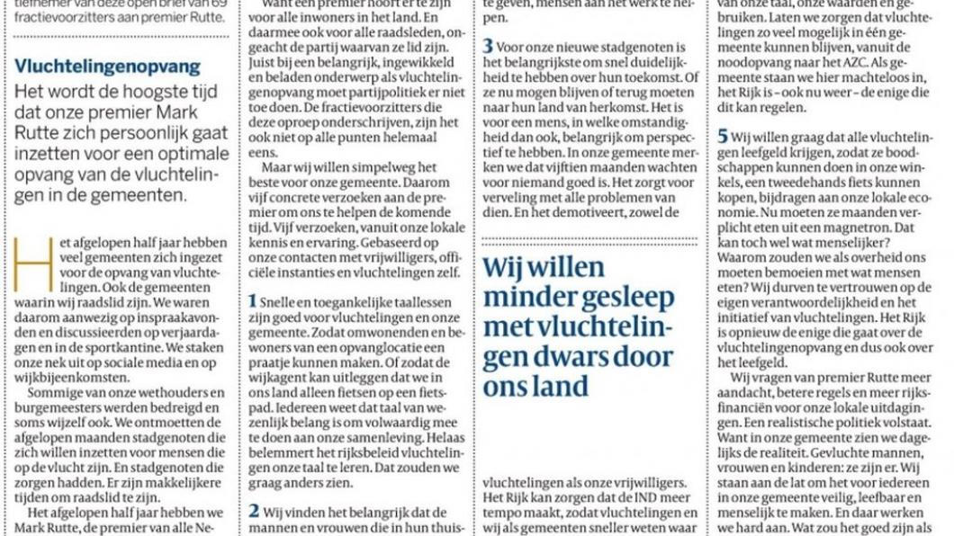 Open brief in de Volkskrant Open brief in de Volkskrant