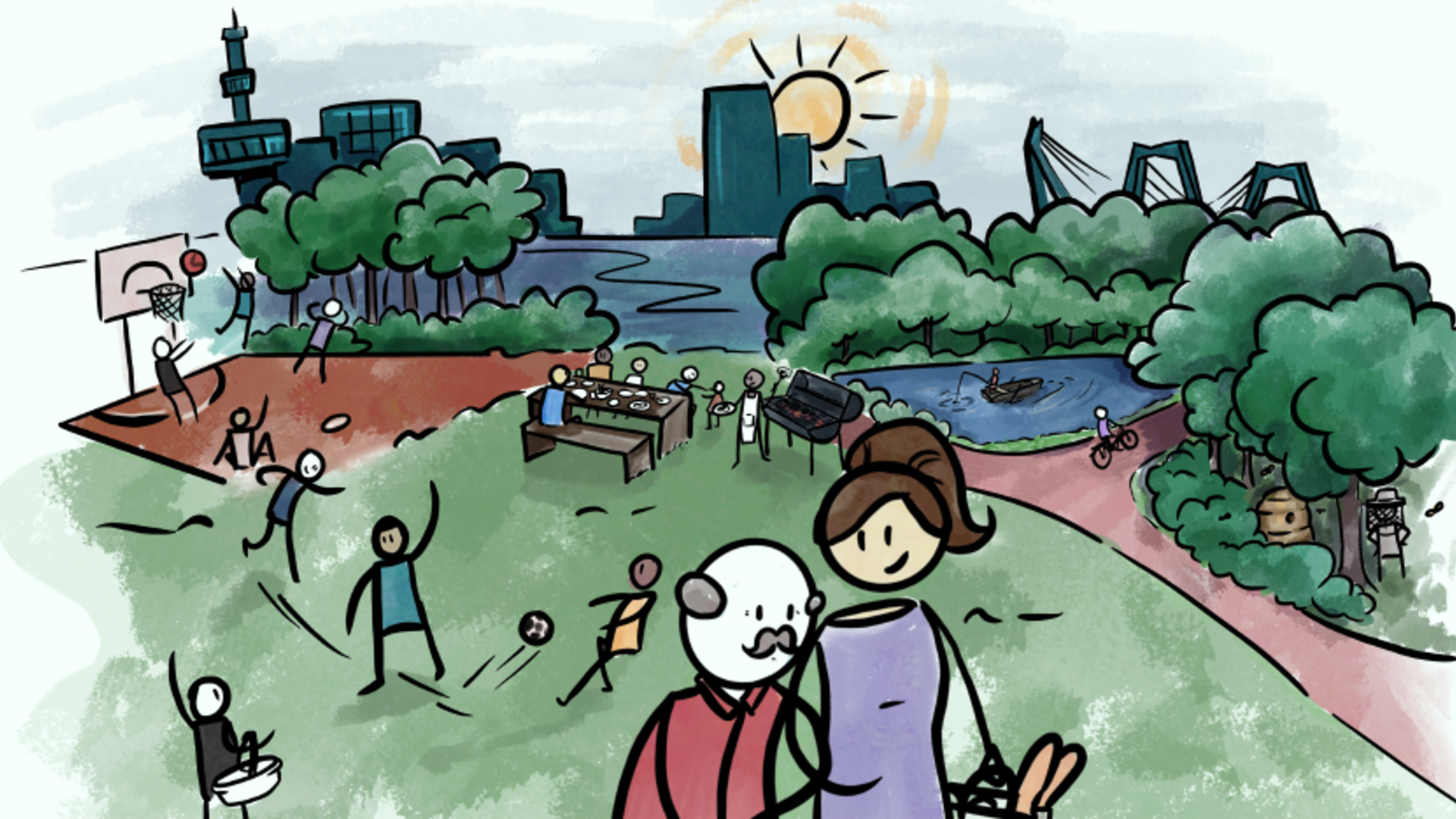Illustratie van Rotterdam voor de sociale tegenbegroting